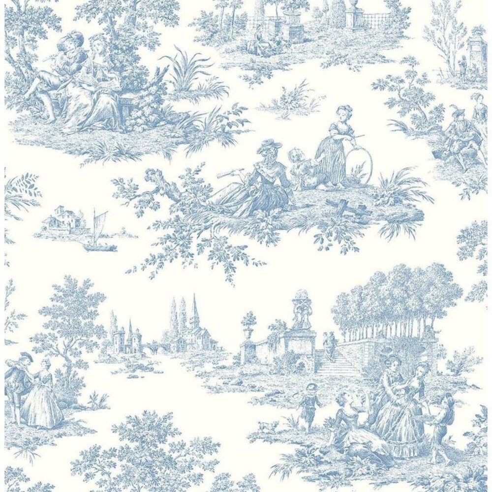 NextWall Chateau Toile Peel and Stick Wallpaper Blue: Removable Vinyl Self-